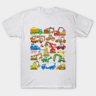 Kids Excavator and Construction Vehicle Design T-Shirt